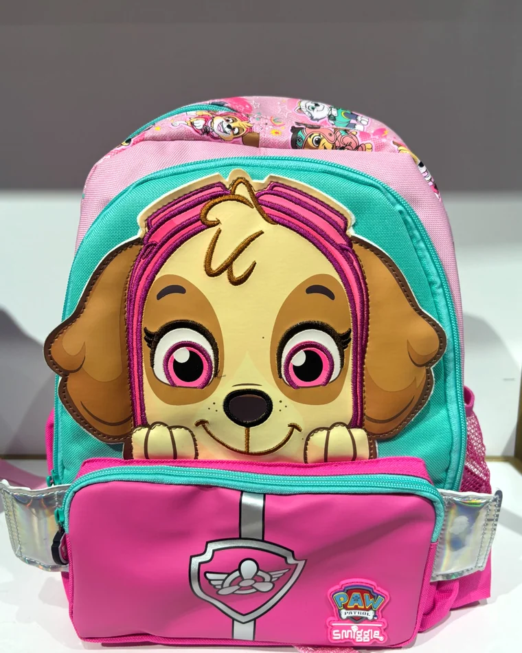 A Paw Patrol backpack on the shop counter