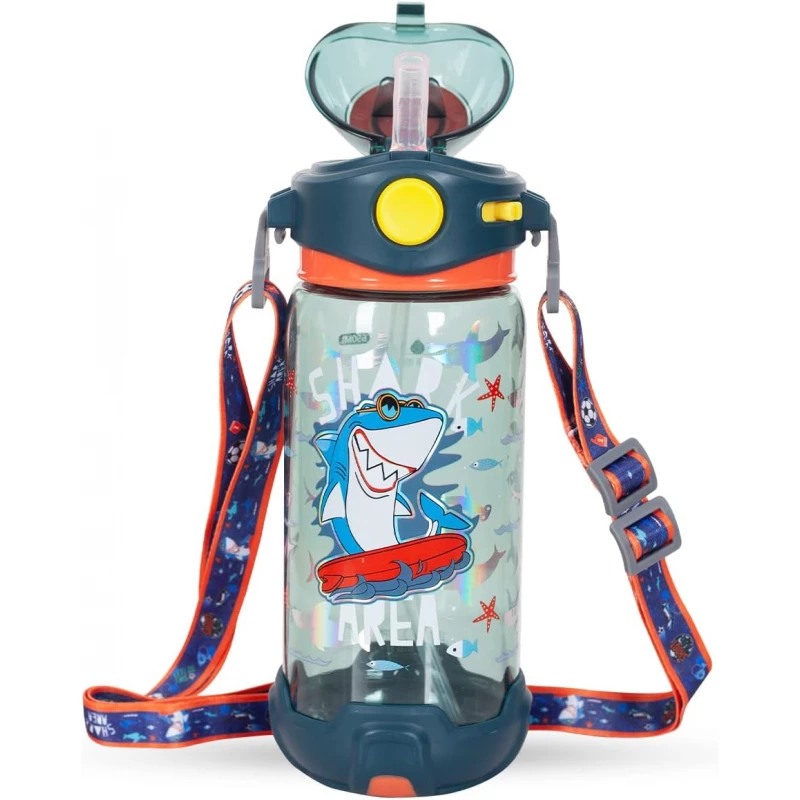 Black Shark Straw Cup with Shoulder Strap