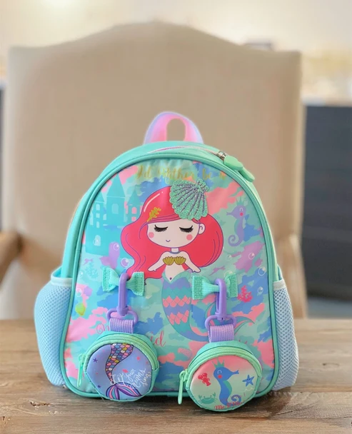 Mint Mermaid Double Pocket Backpack