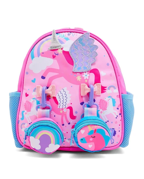 Pink Unicorn Double Pocket Backpack