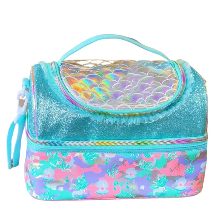 Teal Mermaid Scale Double Layered Lunch Bag