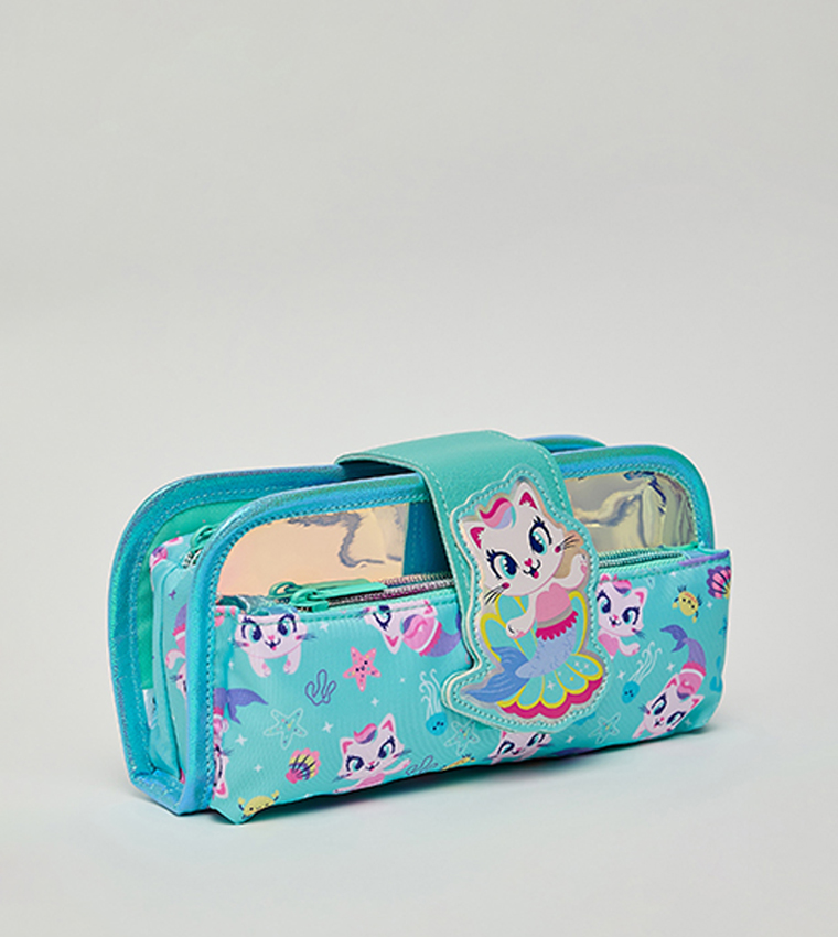 Fold-Out 3D Badge Mermaid Cat Pencil Case