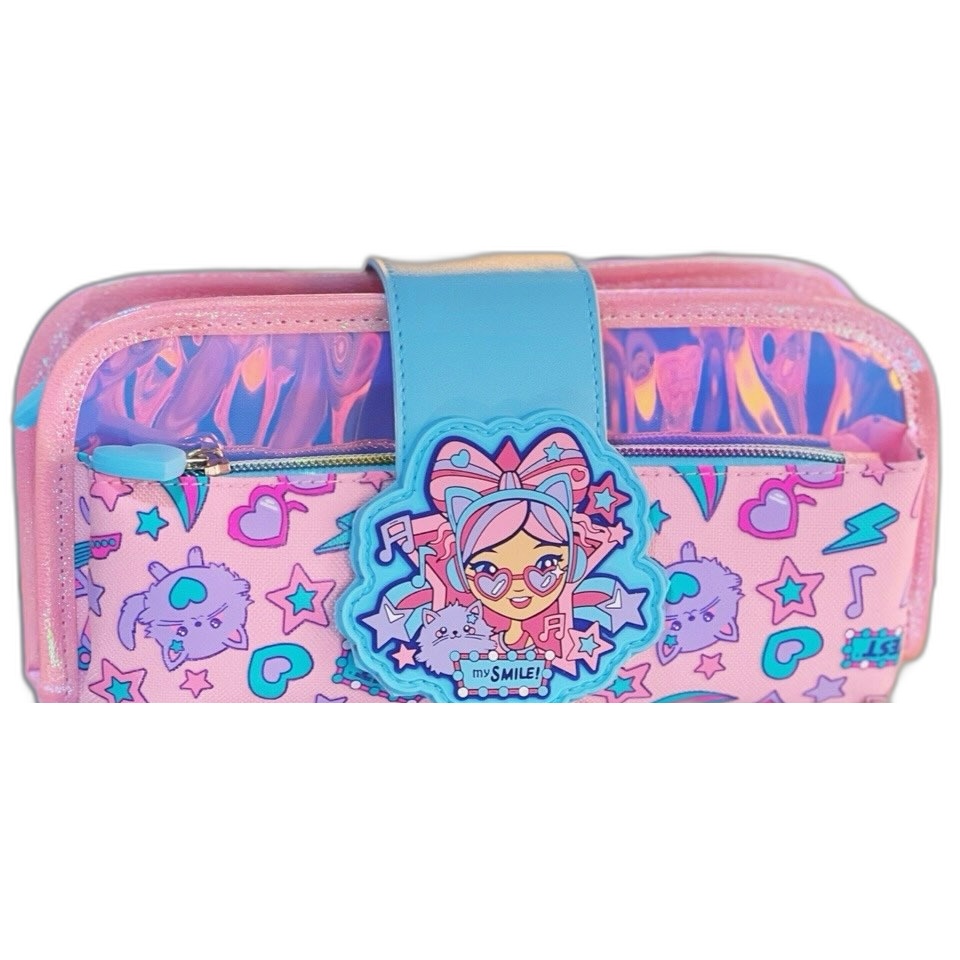 Fold-Out 3D Badge Pink Girl Pencil Case