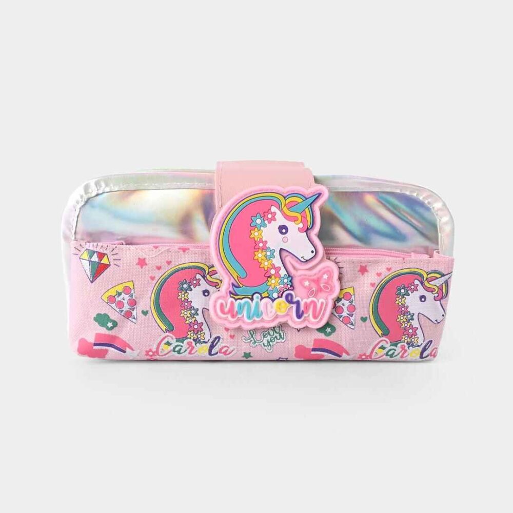 Fold-Out 3D Badge Pink Unicorn Pencil Case