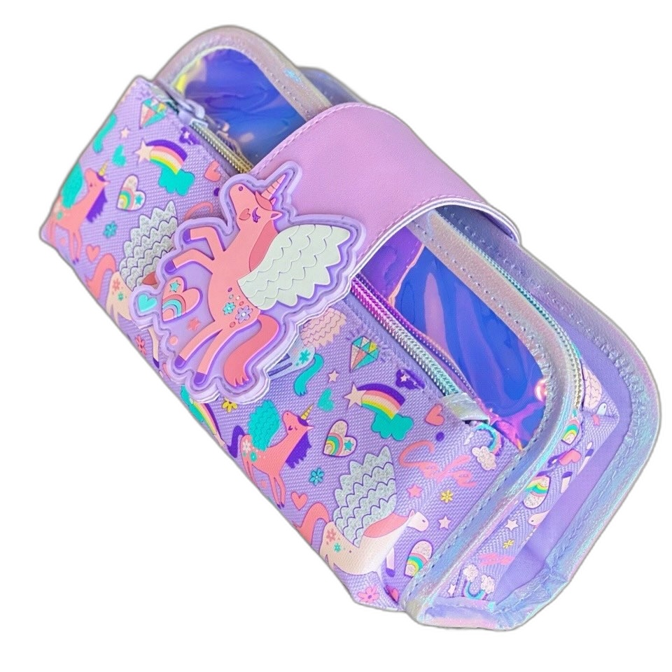 Fold-Out 3D Badge Purple Unicorn Pencil Case