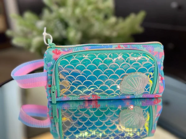 Teal Mermaid Scale Pencil Bag