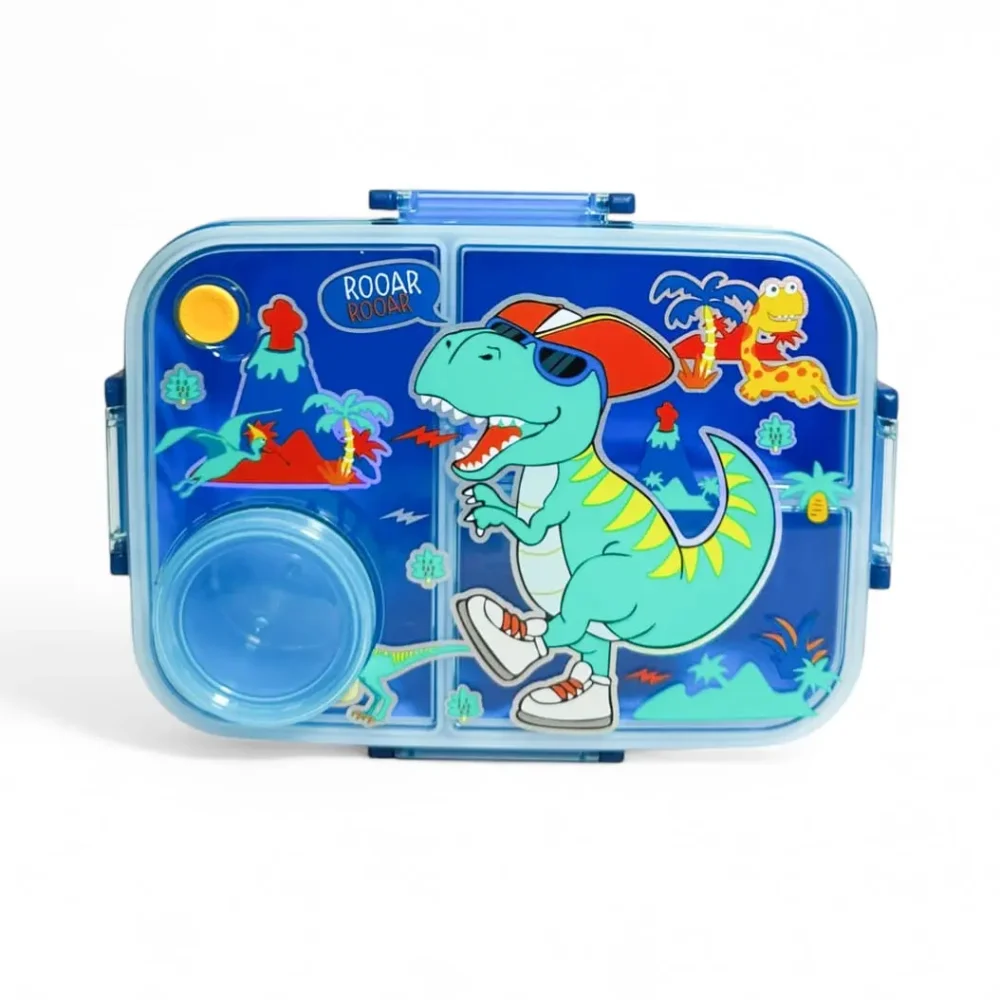 Blue Dinosaur Stainless Steel Lunch Box with Salad Pot